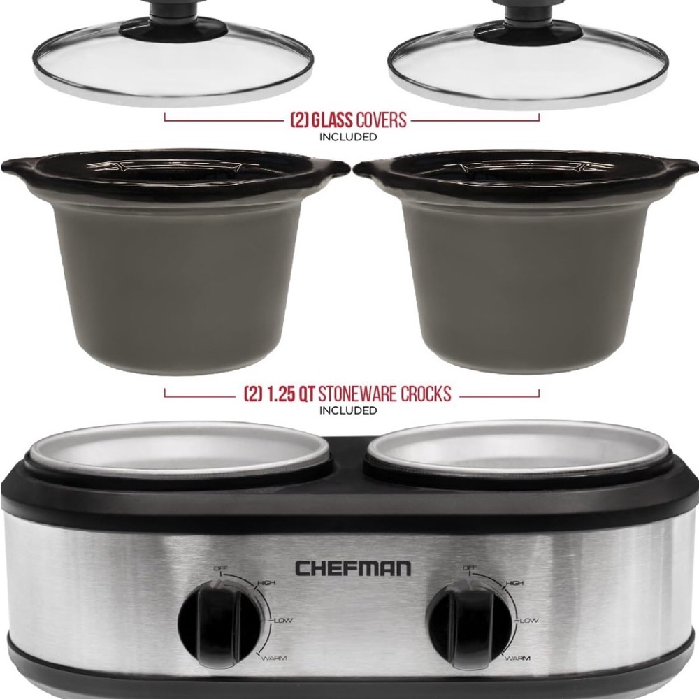 Chefman RJ15-125-D Double Slow Cooker & Buffet Server - Picture 2 of 10